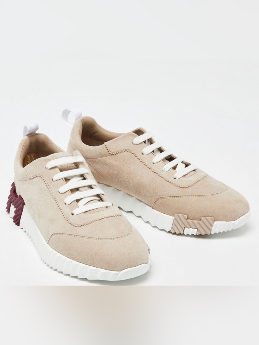 Hermes Bouncing Sneakers in Nude Suede Size 38